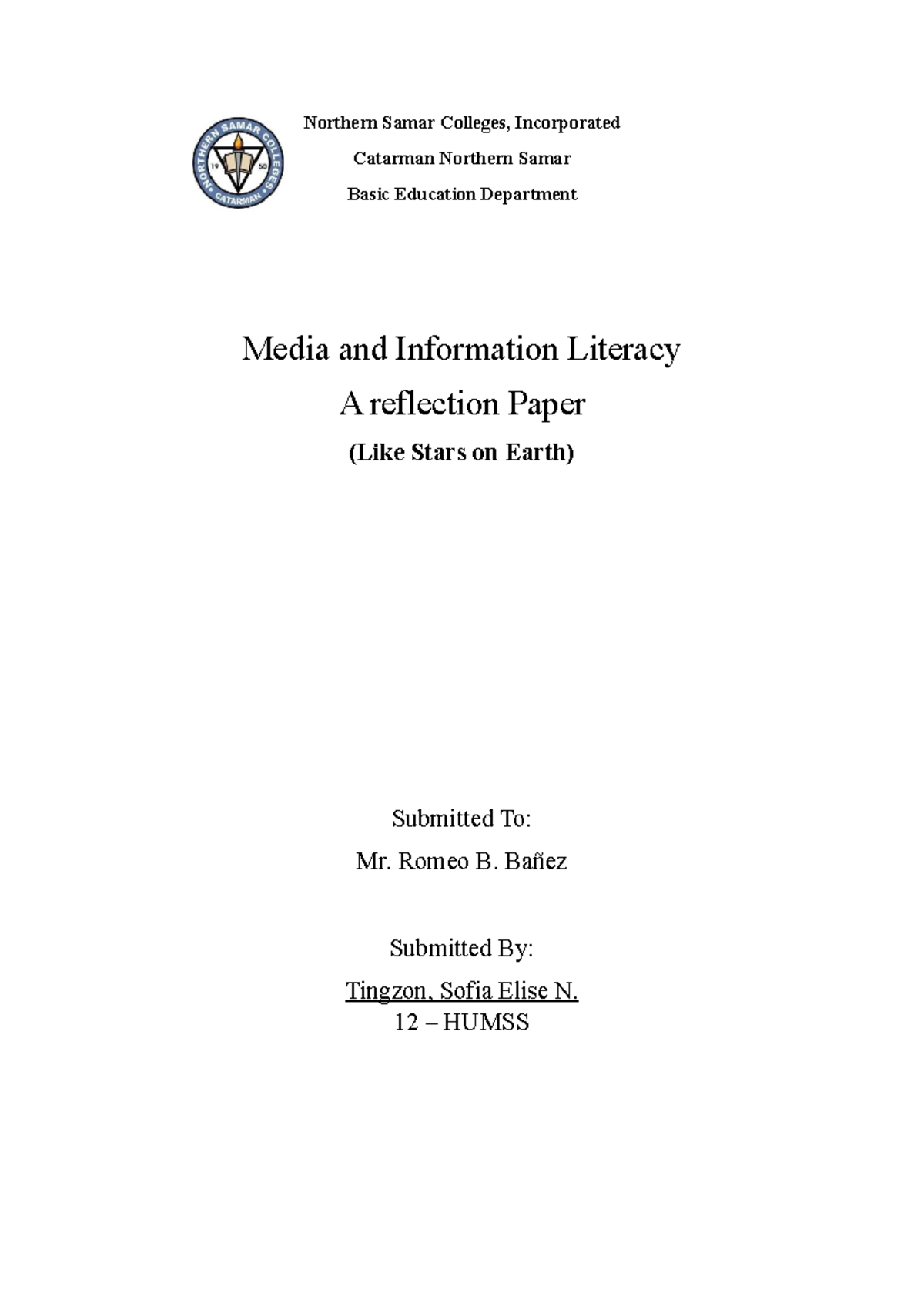 Reflection Paper on 