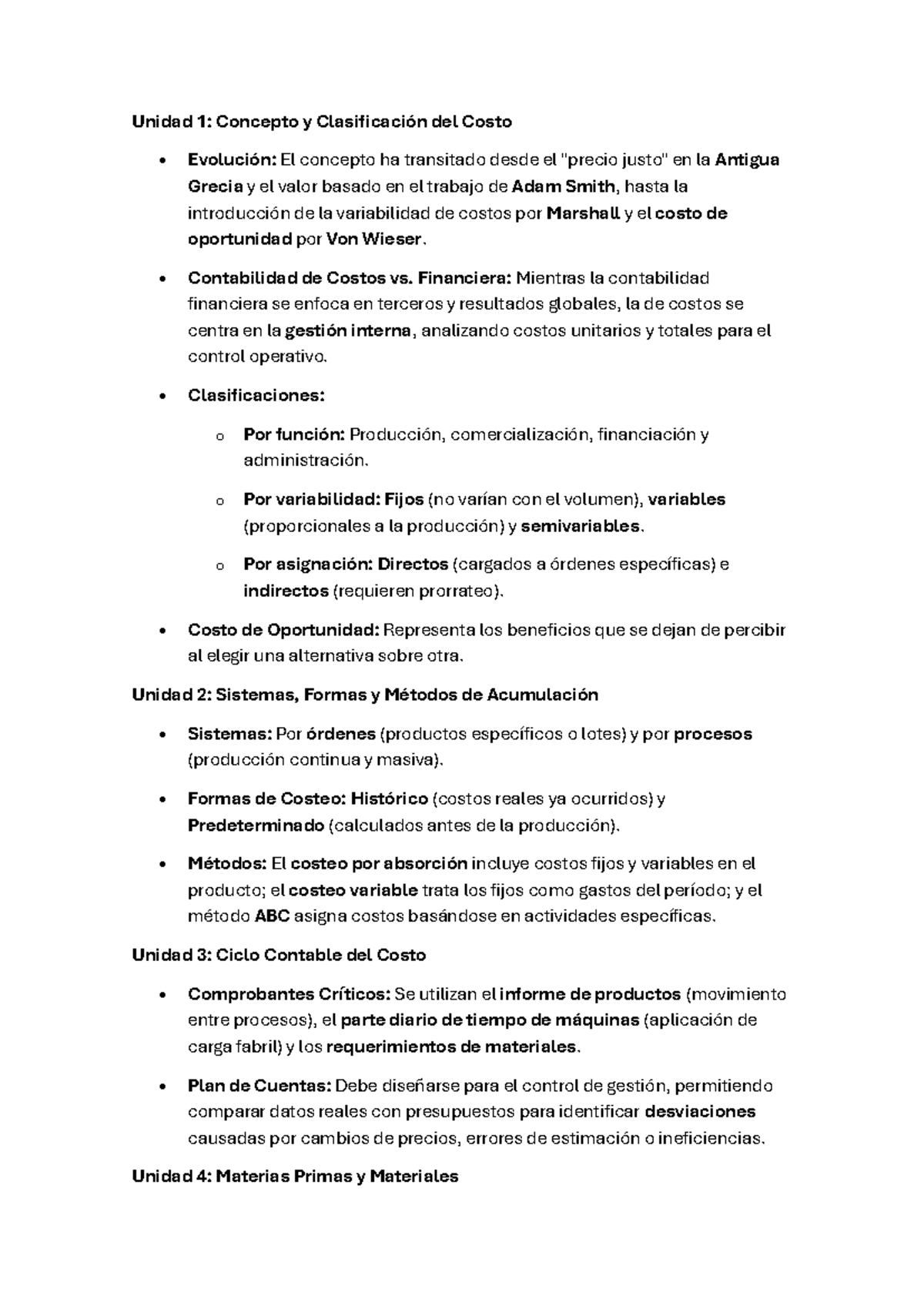 Resumen de Costos: Conceptos y Clasificaciones - Unidad 1 a 8 - Studocu