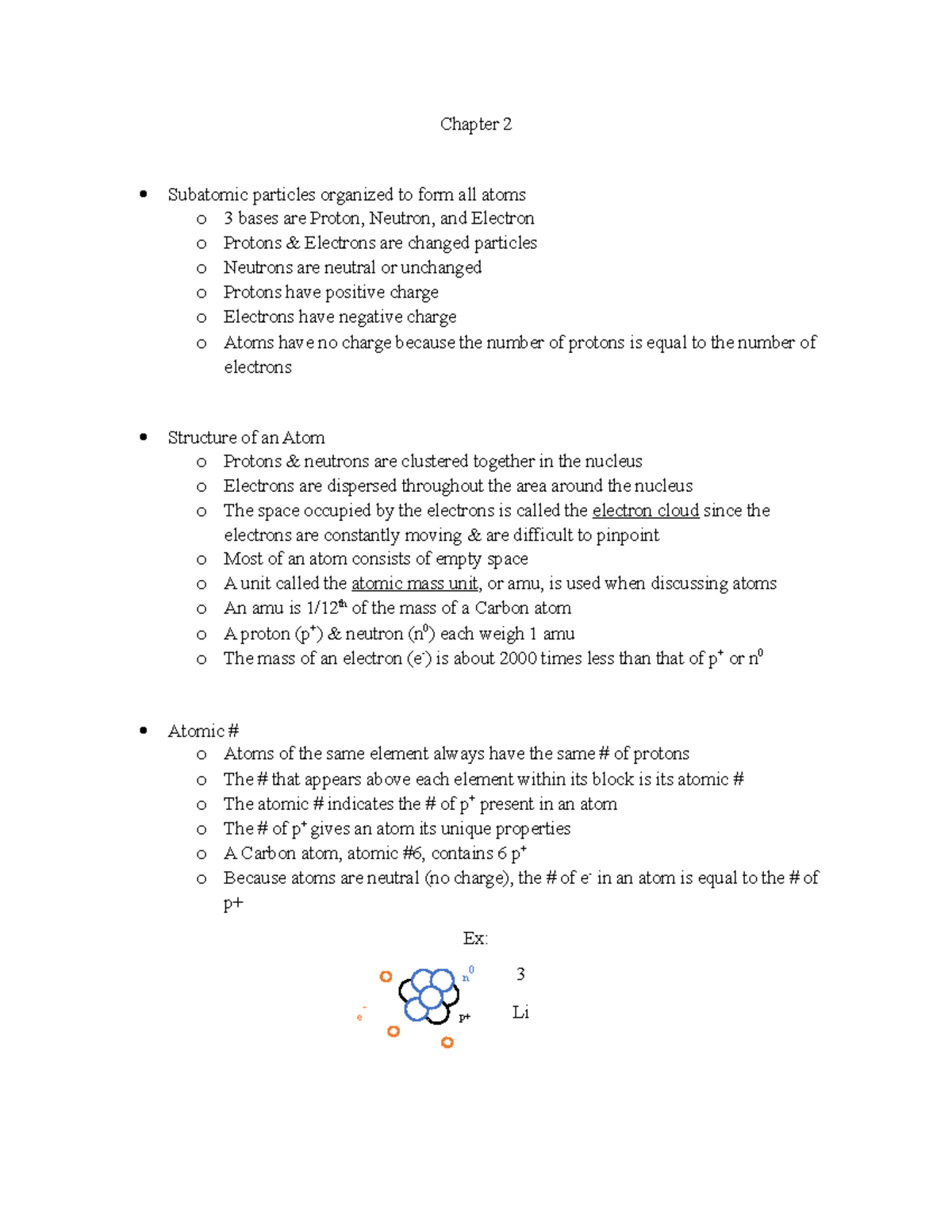 Chemistry Chapter 2 Notes - Chapter 2 Subatomic particles organized to ...