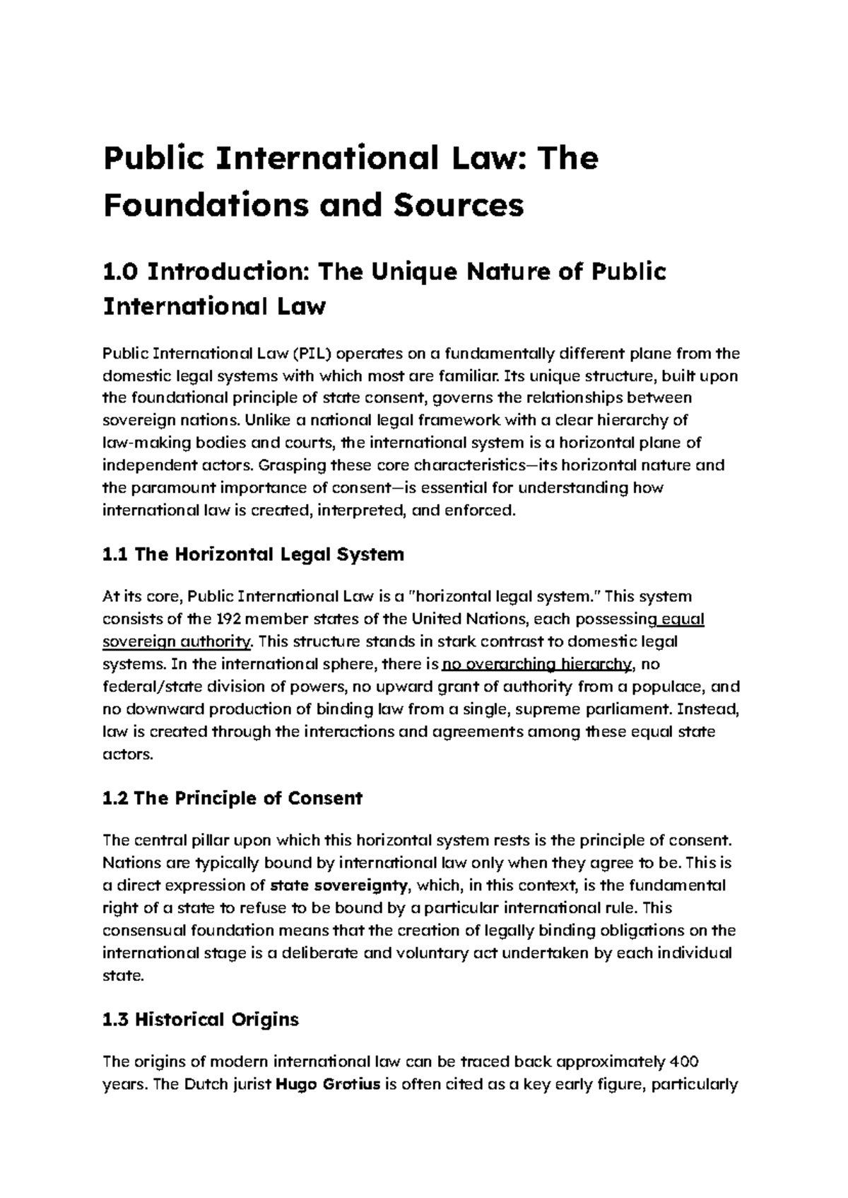 Public International Law (PIL): Foundations & Sources Overview - Studocu