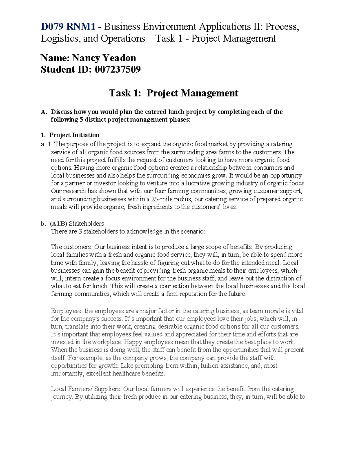 Task1 d079 nny1 - Tasked 1 passed! - D079 RNM1 - Business Environment ...