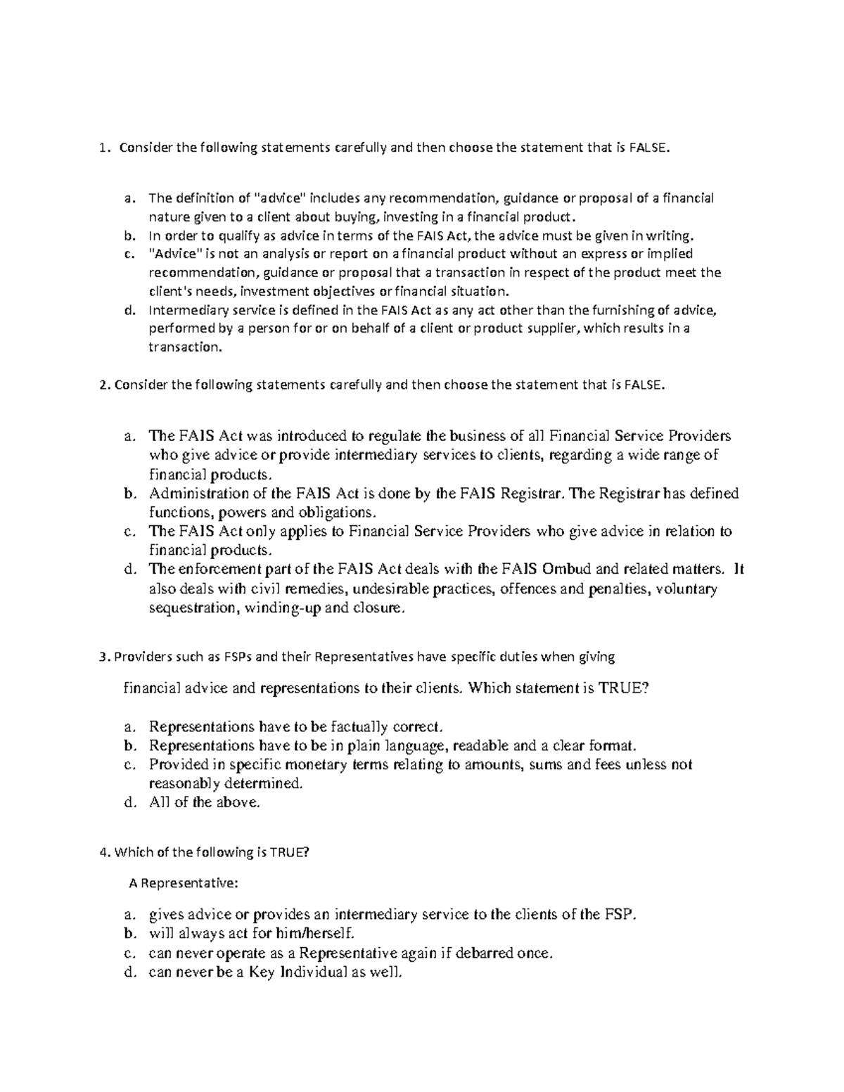 FAIS Act: Understanding Advice & Intermediary Services - Studocu