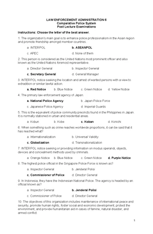 LAW ENFORCEMENT ADMINISTRATION 3 Police Patrol Post Lecture Exam Guide ...