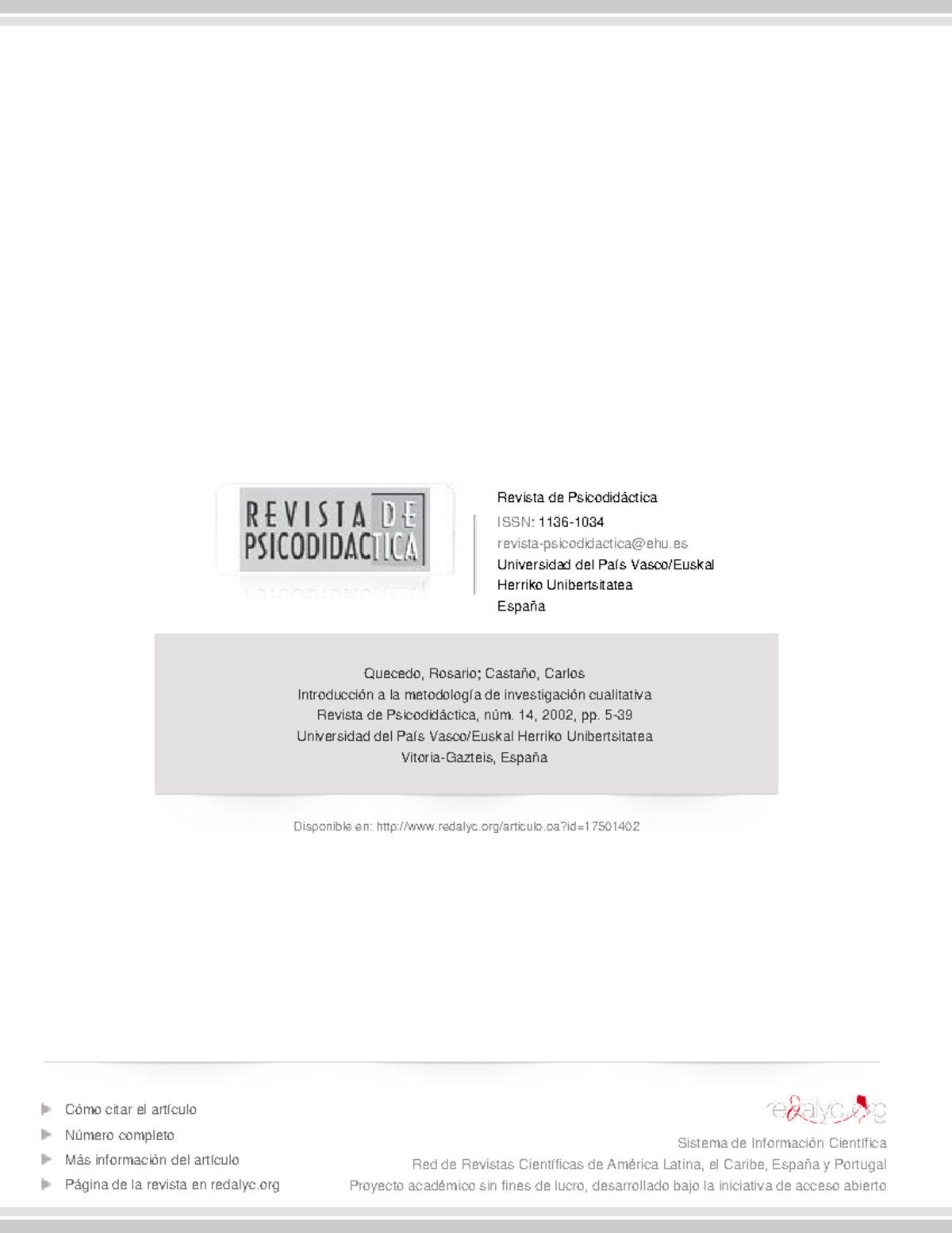 Introducción a la Metodología de Investigación Cualitativa (DOC PSIC-14 ...