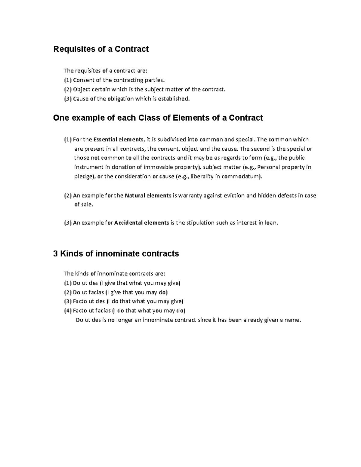 Obligations and contracts - Requisites of a Contract The requisites of ...