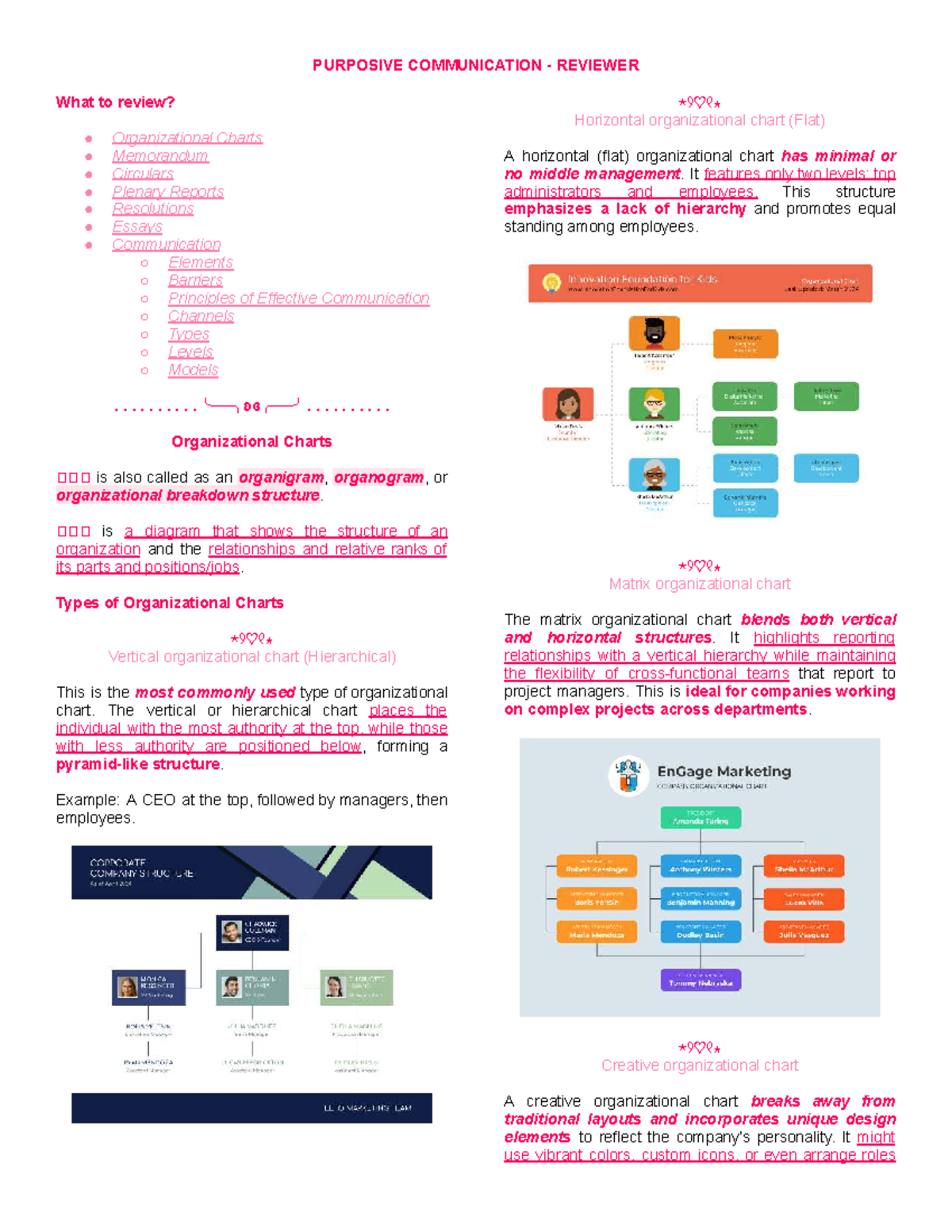 PURPOSIVE COMMUNICATION REVIEWER: Key Concepts and Elements - Studocu