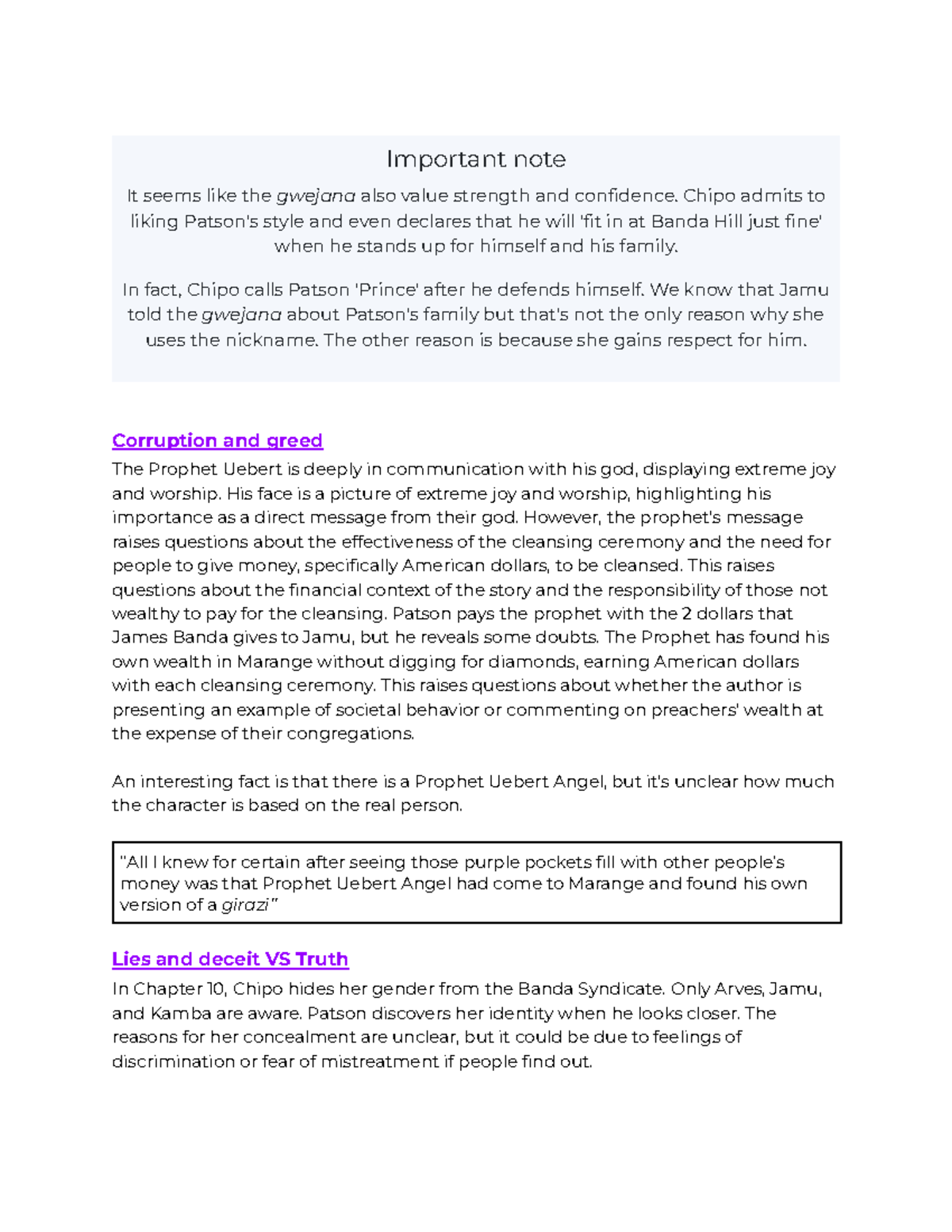 Themes-5-6 - Summary on themes chapters 5 to 6 - Important note It ...