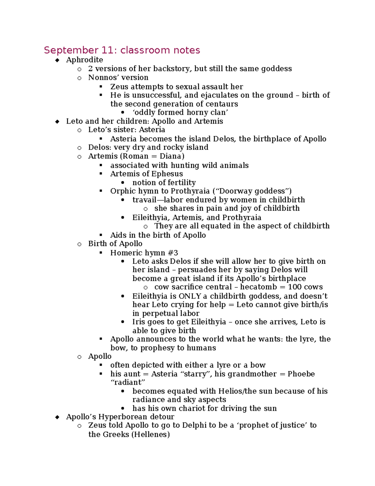 Exploration of Divine Births: Hephaistos & Athena - Notes - Studocu