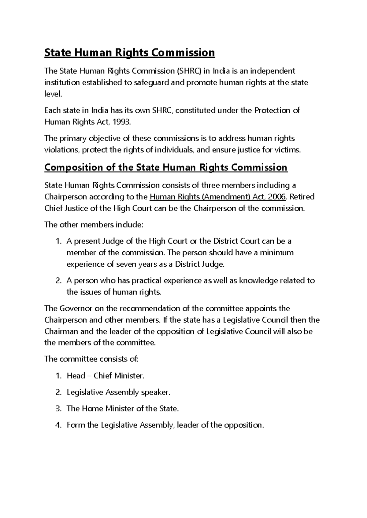 State Human Rights Commission: Structure, Functions & Women's Rights ...