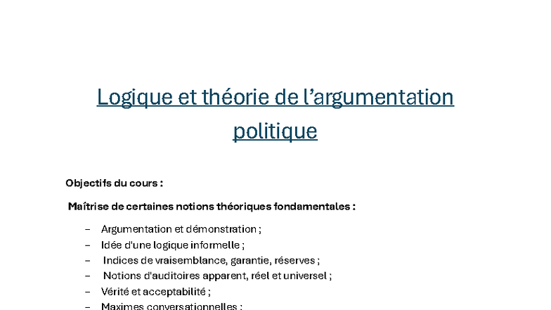 Logique et Théorie de Politique - Notes de Cours (LTP 101) - Studocu