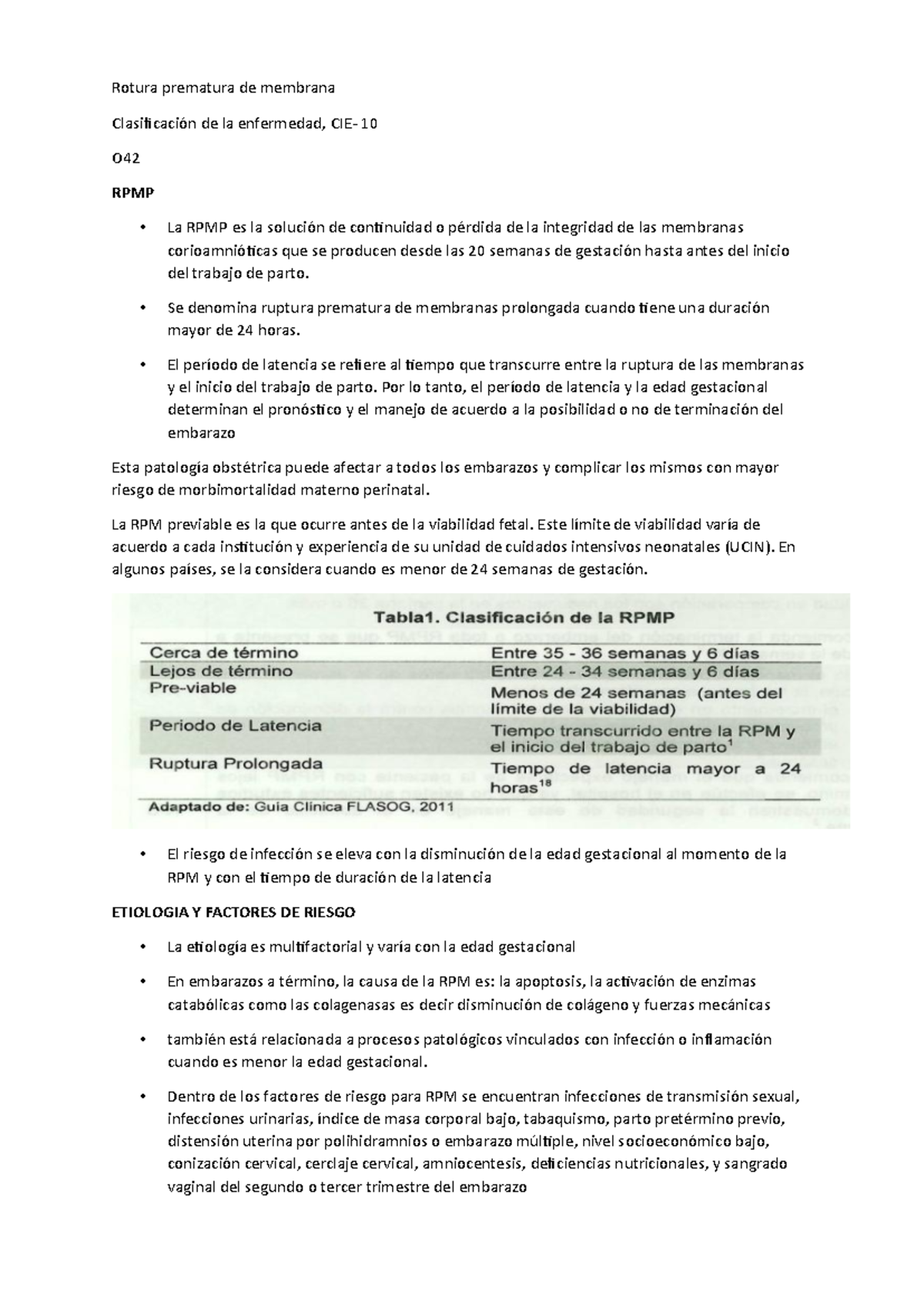 Clasificación y Manejo de la Rotura Prematura de Membrana (O42 RPMP ...