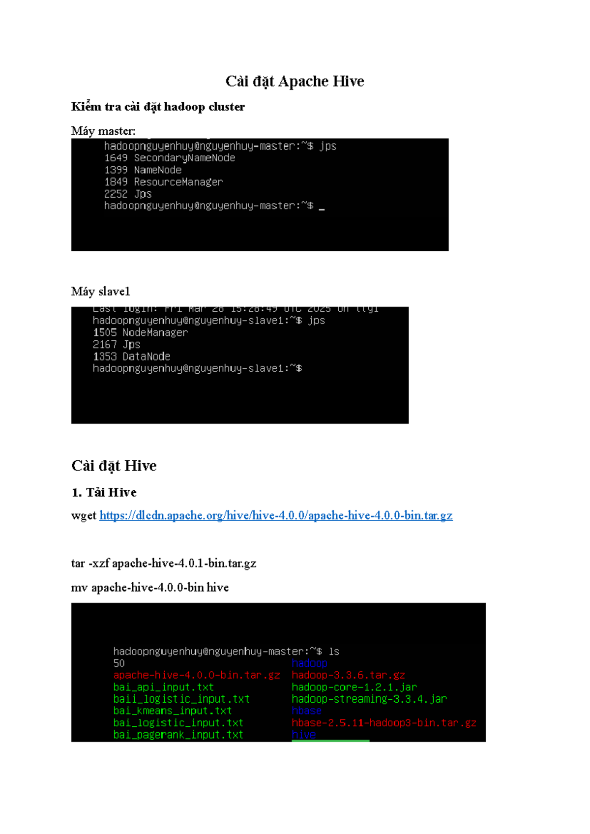 21110187 Cài đặt và Cấu hình Apache Hive trong Hadoop - Studocu