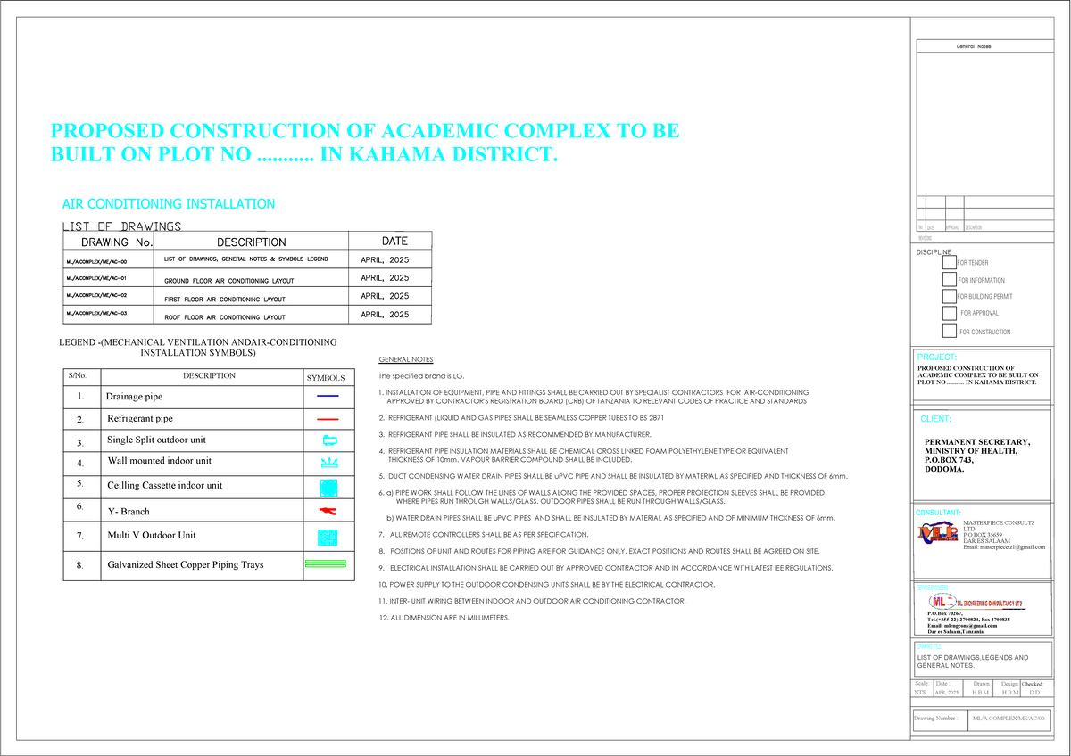 Proposed Construction of Academic Complex: Mechanical Services Layout ...