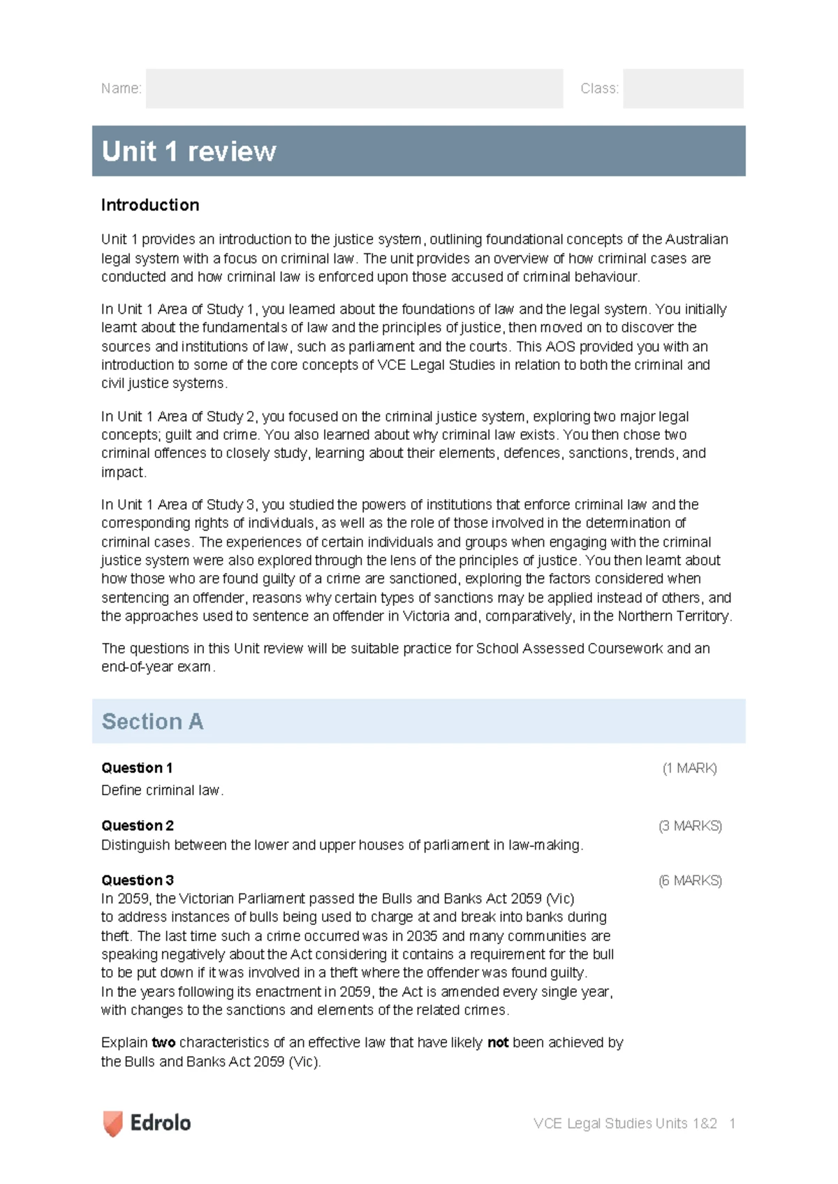 VCE Legal Studies Unit 1 AOS 3 Review: Key Concepts and Case Analysis ...