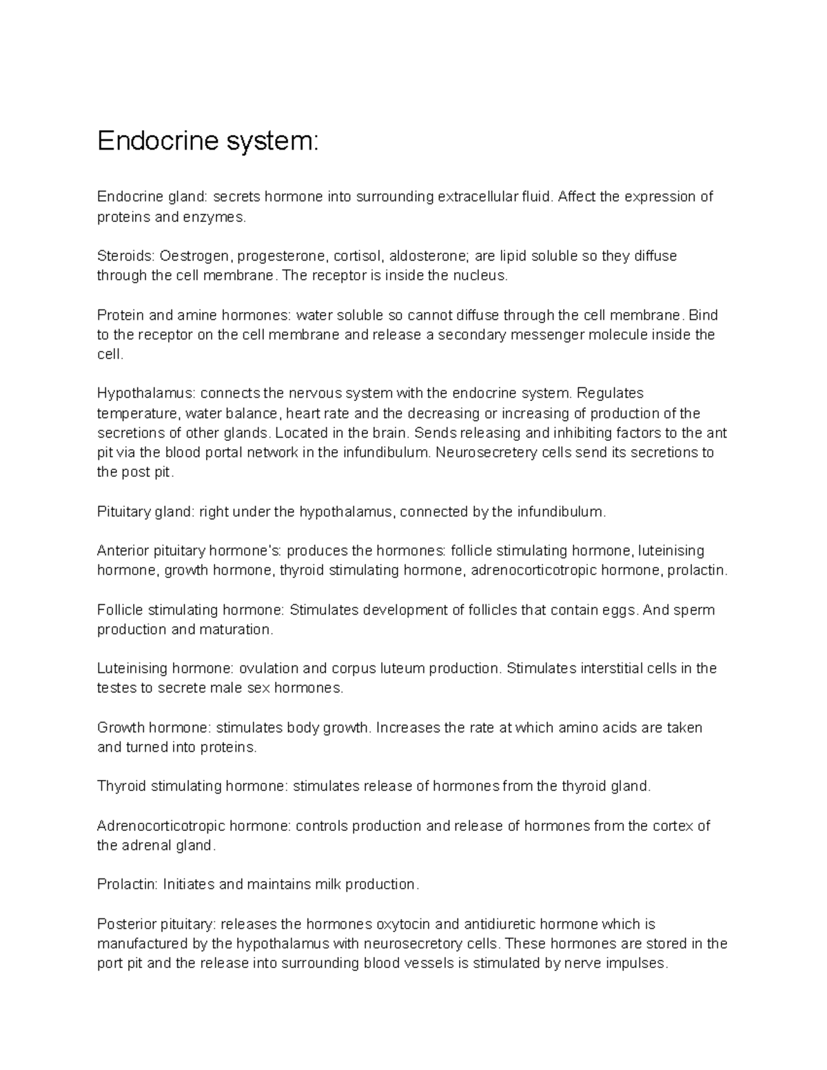 Human Bio Notes - Endocrine System and Neurons Overview (BIO 101) - Studocu