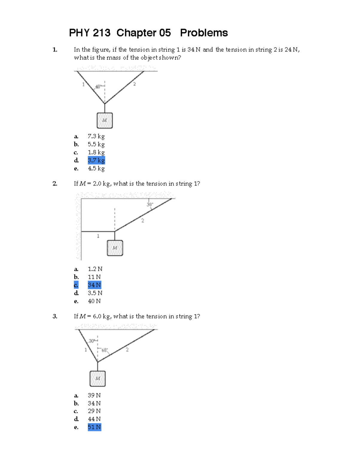 PHY 213 Chapter 05 Problem Set Questions and Solutions - Studocu