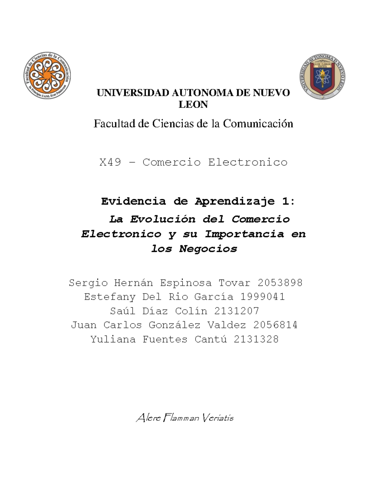 tarea evidencia 1 - UNIVERSIDAD AUTONOMA DE NUEVO LEON Facultad de ...