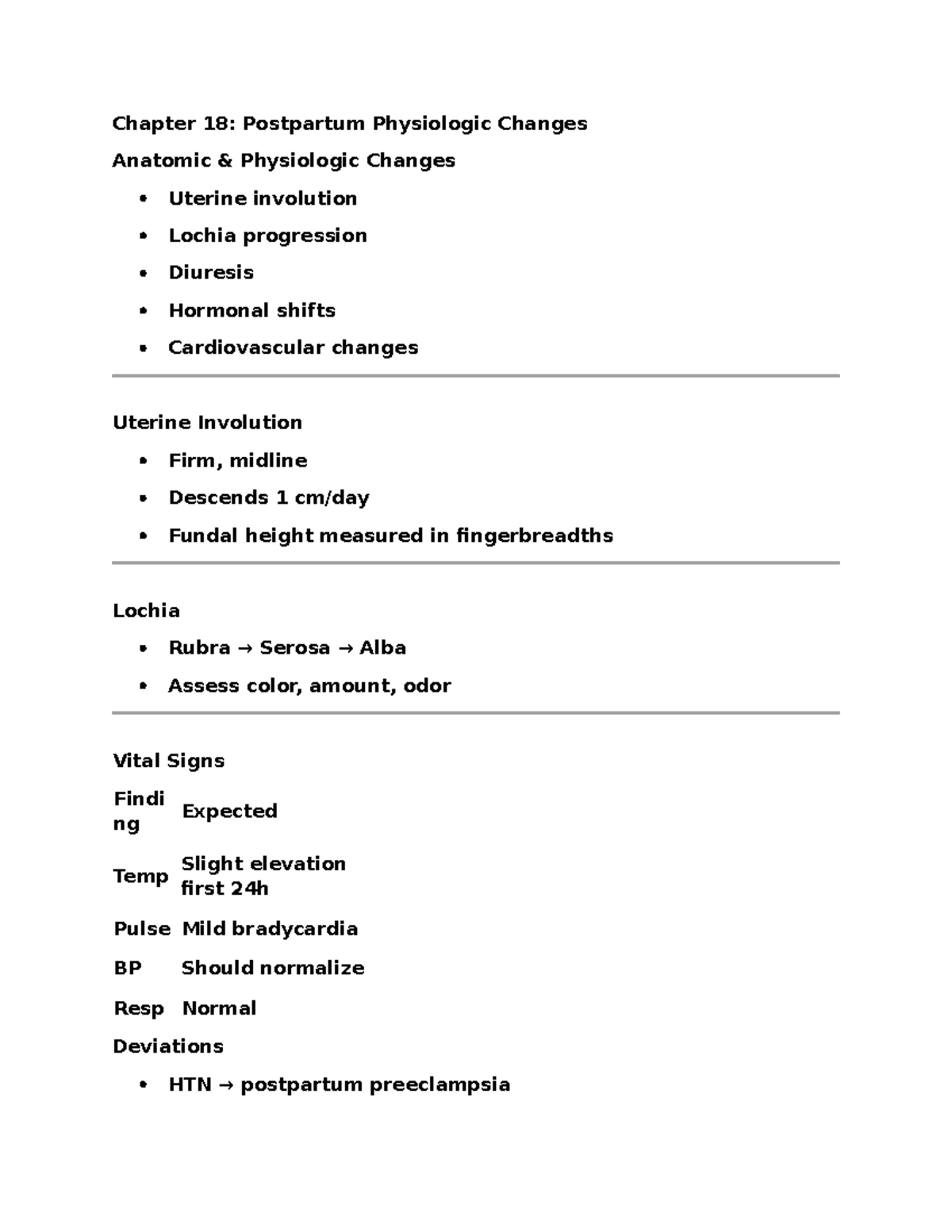 Chapter 18: Postpartum Physiologic Changes & Nursing Focus (NURS 101 ...