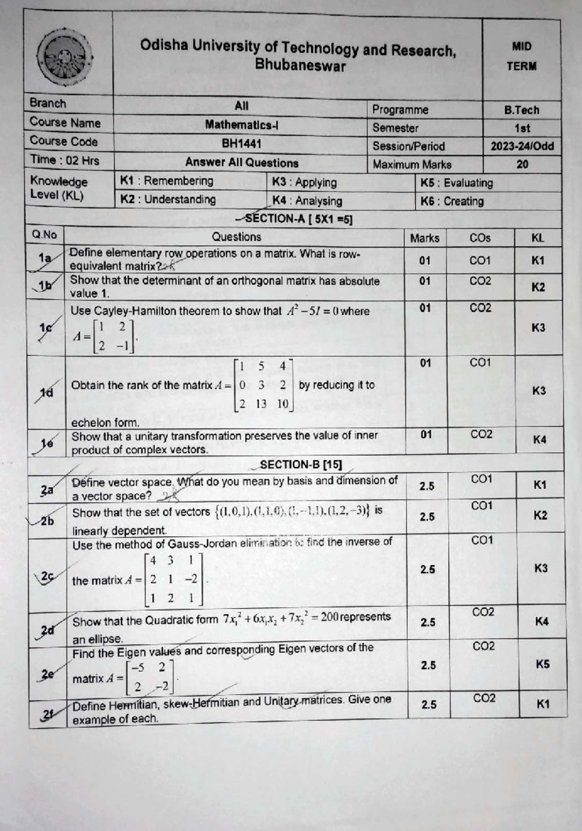 End Semester PYQs for Programming in C and Data Structures (CS1401 ...