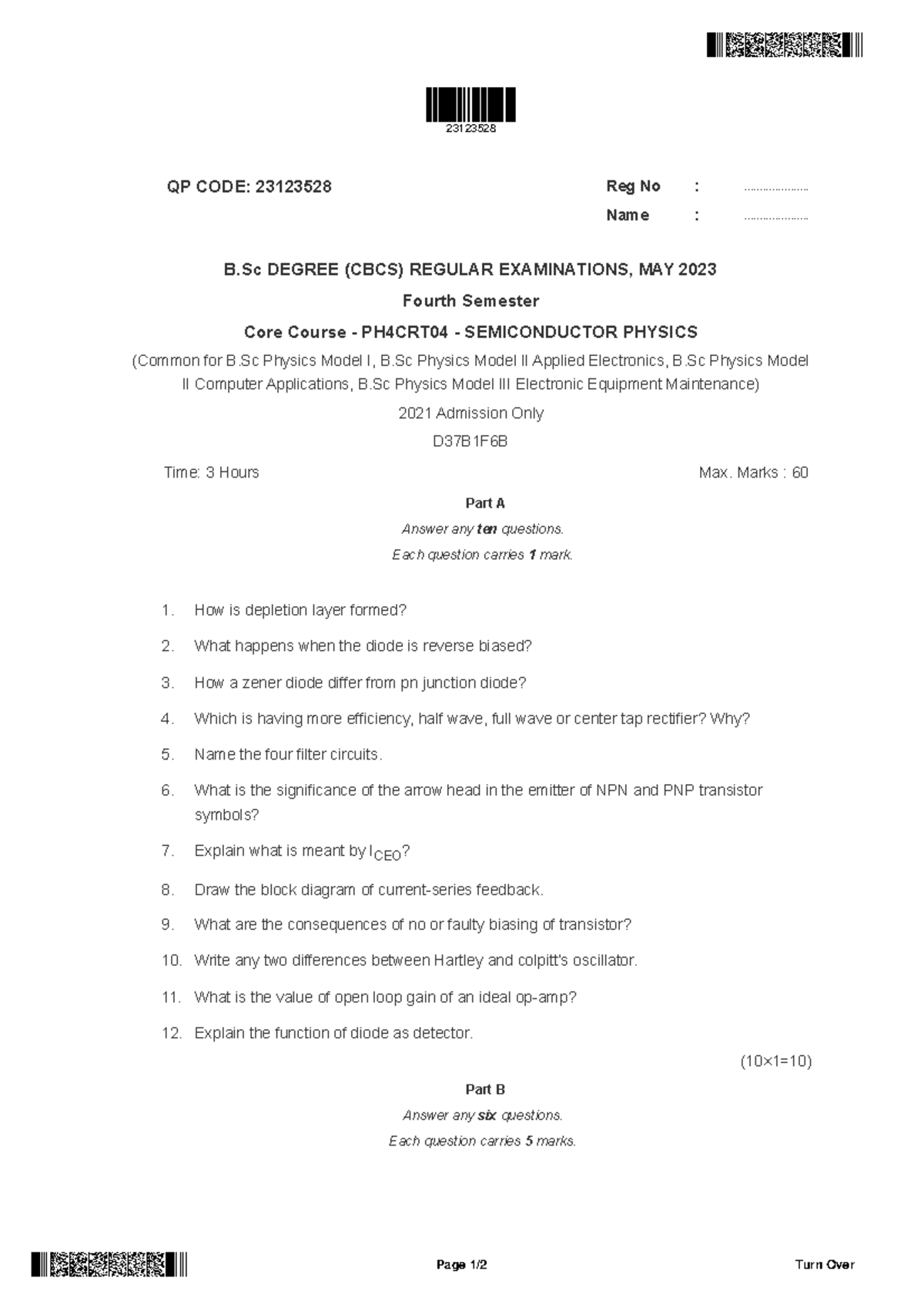 B.Sc 23123528 Sem 4 Core Course PH4CRT04 Semiconductor Physics Notes ...