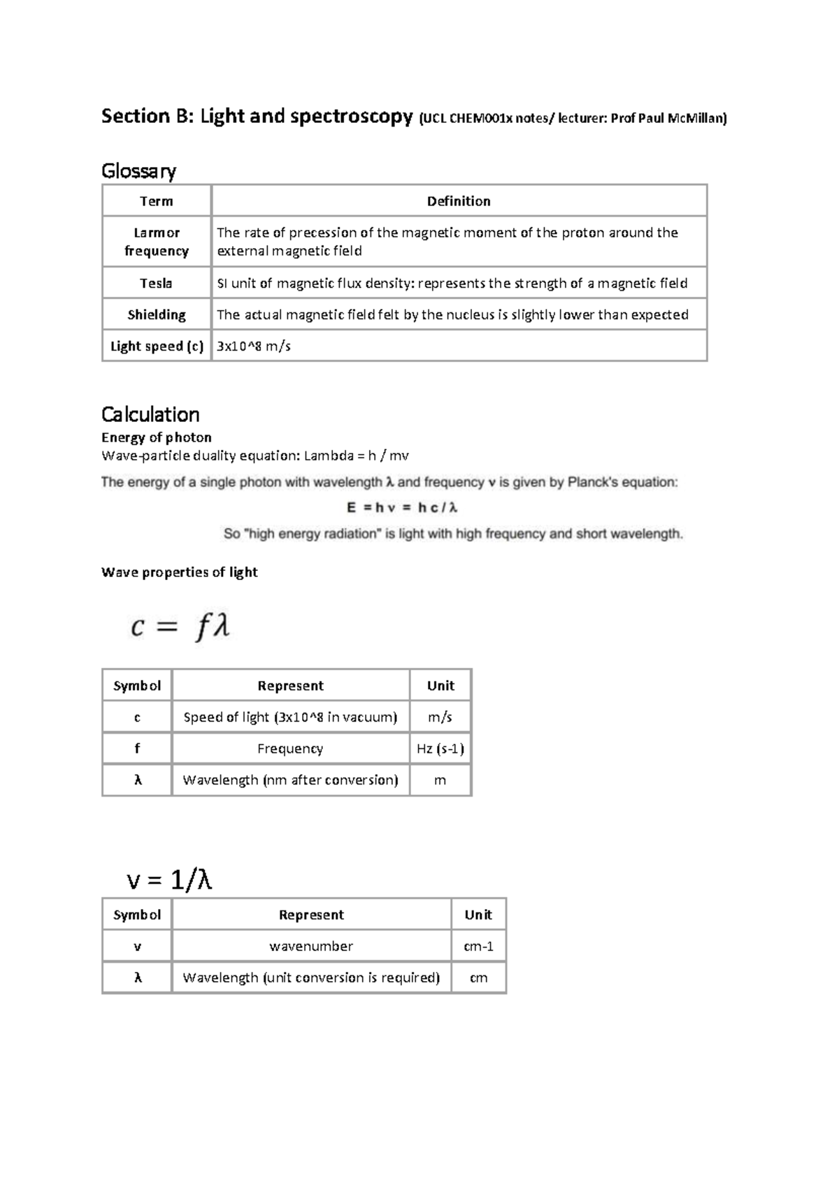 UCL CHEM001x: Lecture Notes on Light & Spectroscopy by Prof McMillan ...