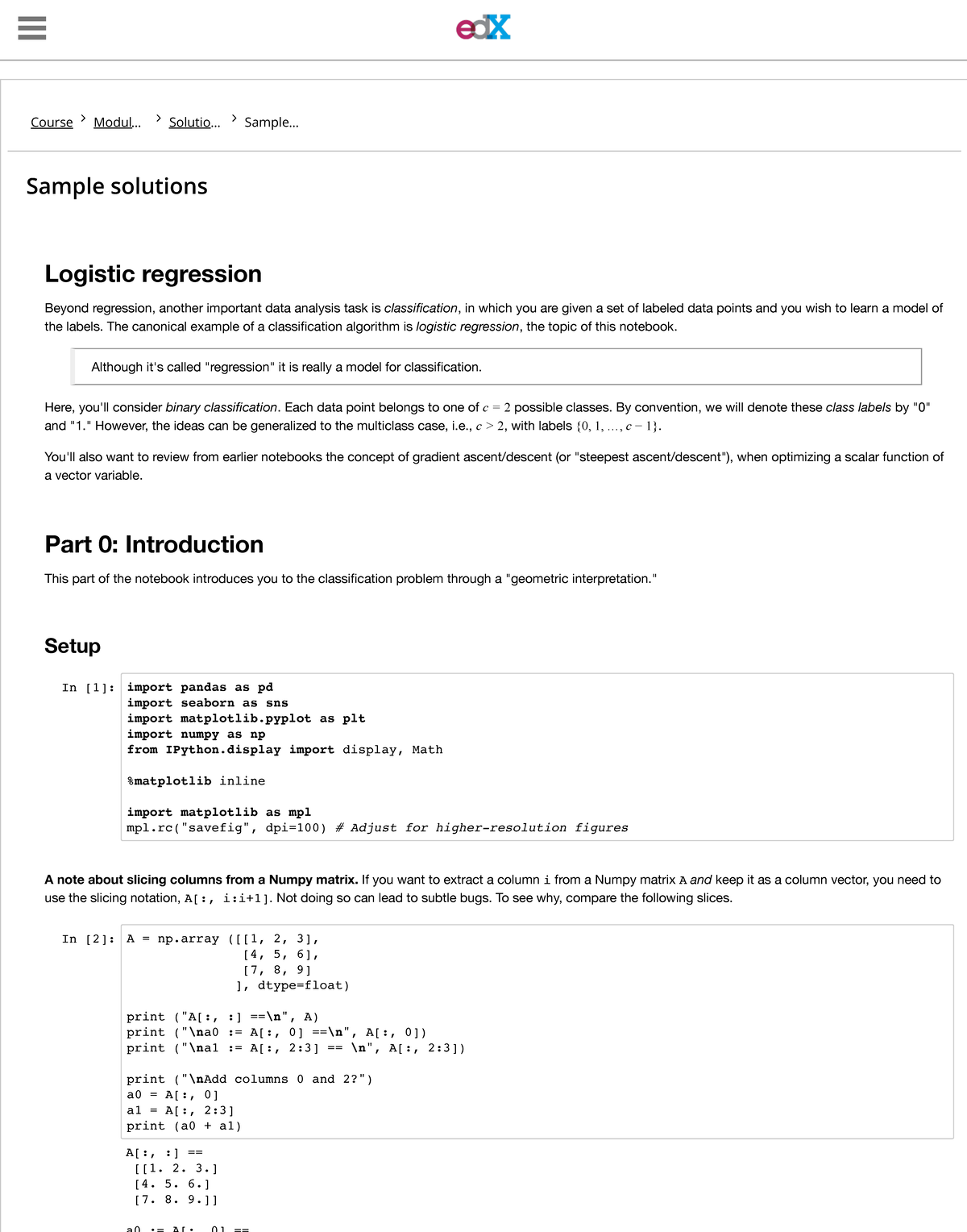 Sample solutions Solution Notebook 13 CSE6040x Courseware ed X - Course ...