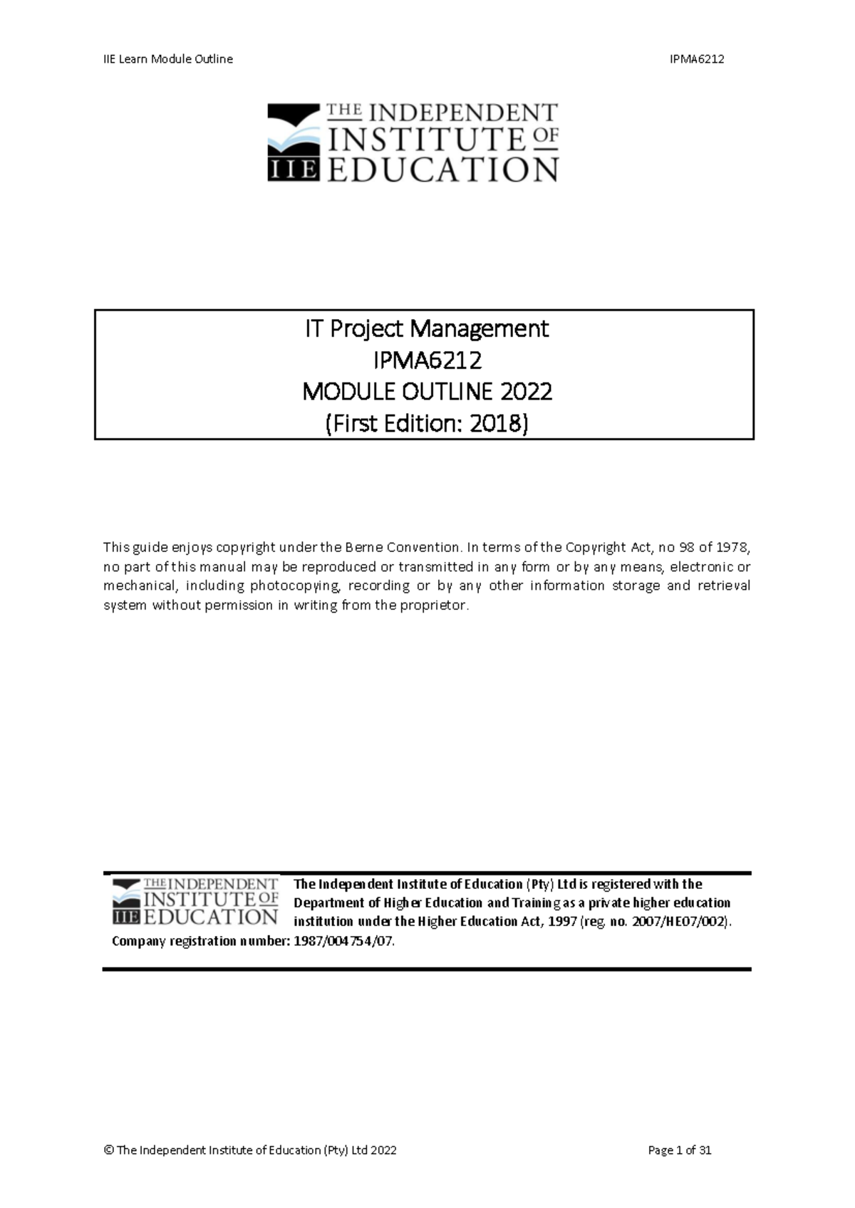 IPMA6212 MO - Comprehensive Study Guide for IT Project Management - Studocu