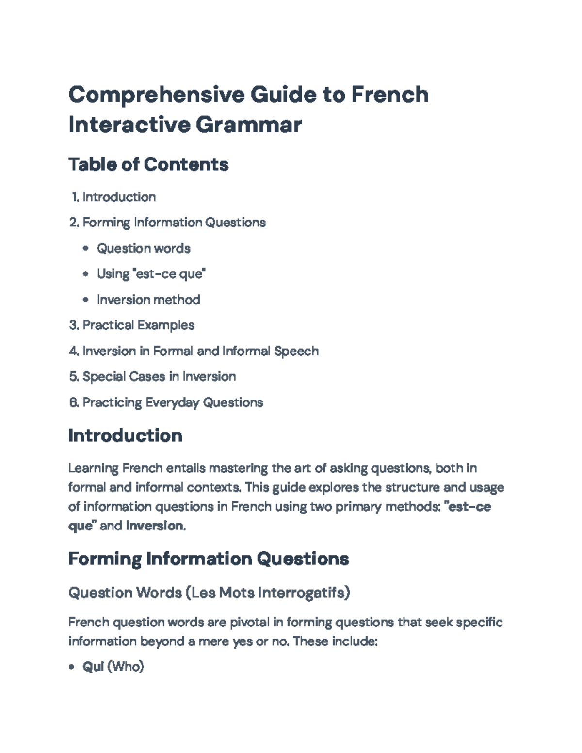 Mastering French Information Questions: Est-ce que & Inversion Methods ...