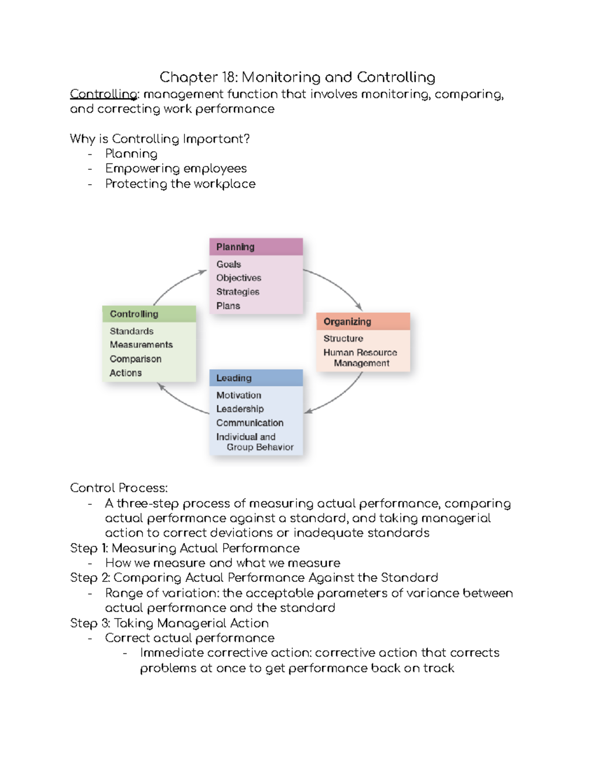 CH18 MGT202 - Monitoring and Controlling Performance Insights - Studocu