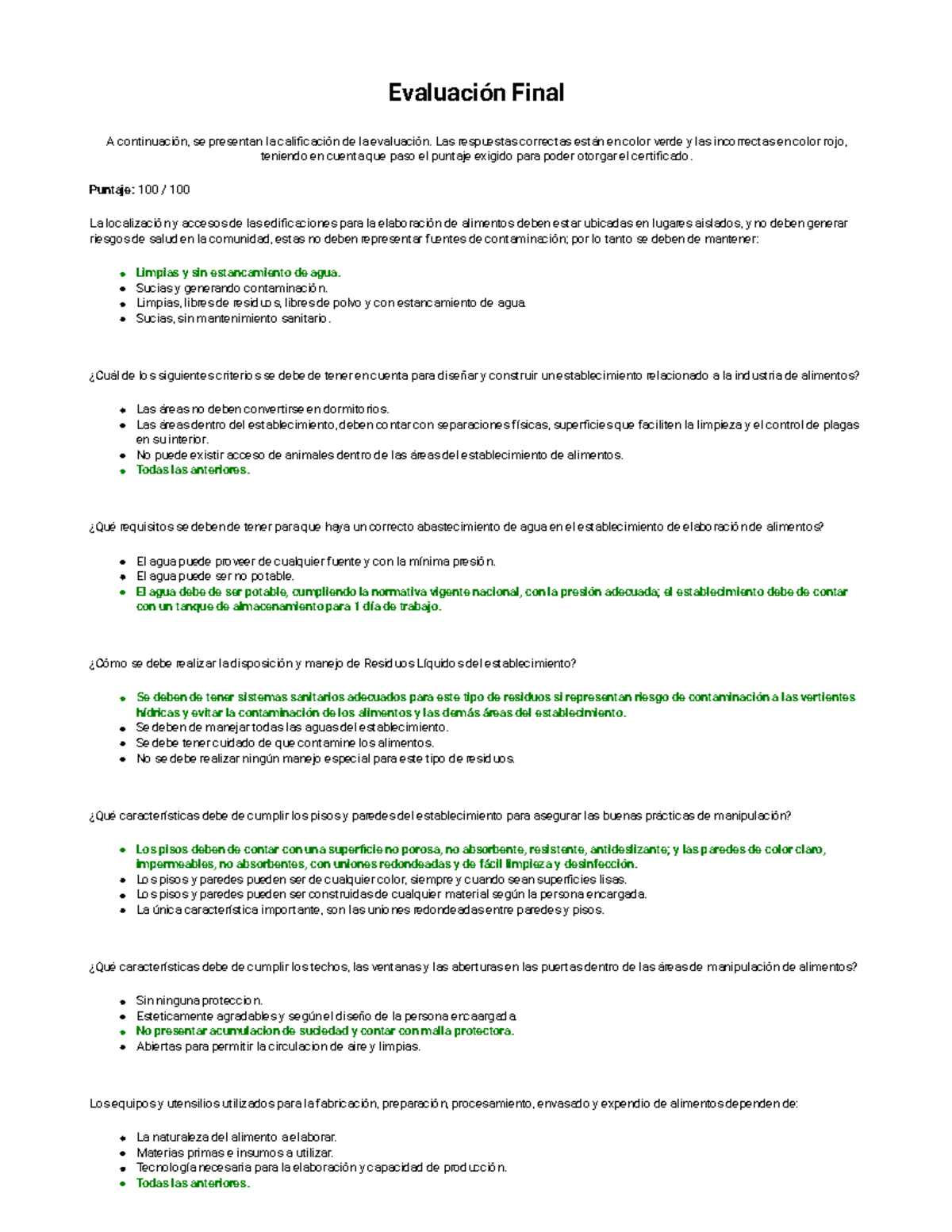 Evaluación Final BPM - Certificación de Buenas Prácticas de Manufactura ...