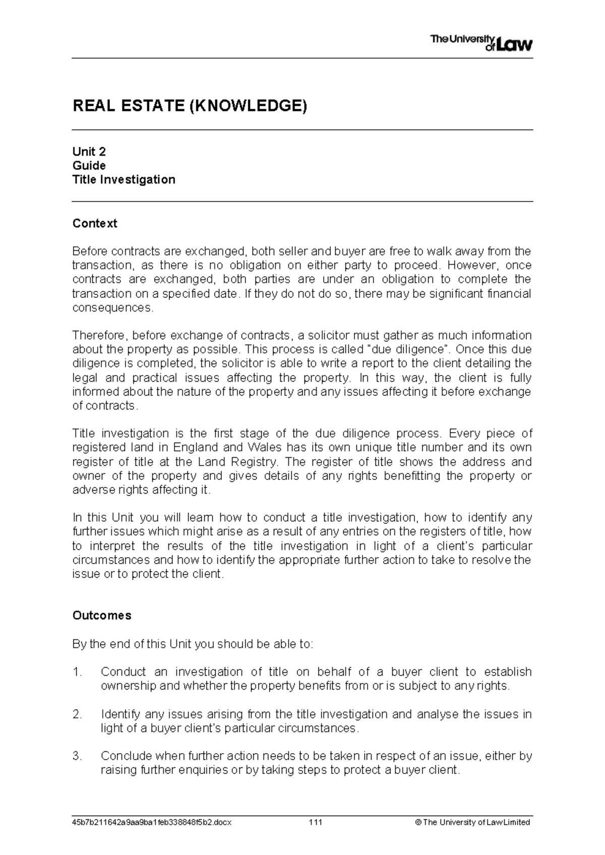 LPC Real Estate Unit 2: Title Investigation Guide - Studocu