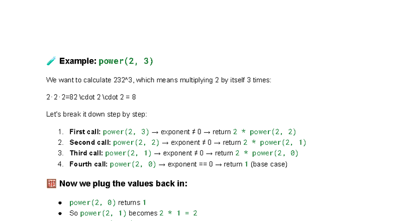 CS101: Recursive Power Function Calculation Explained - Studocu