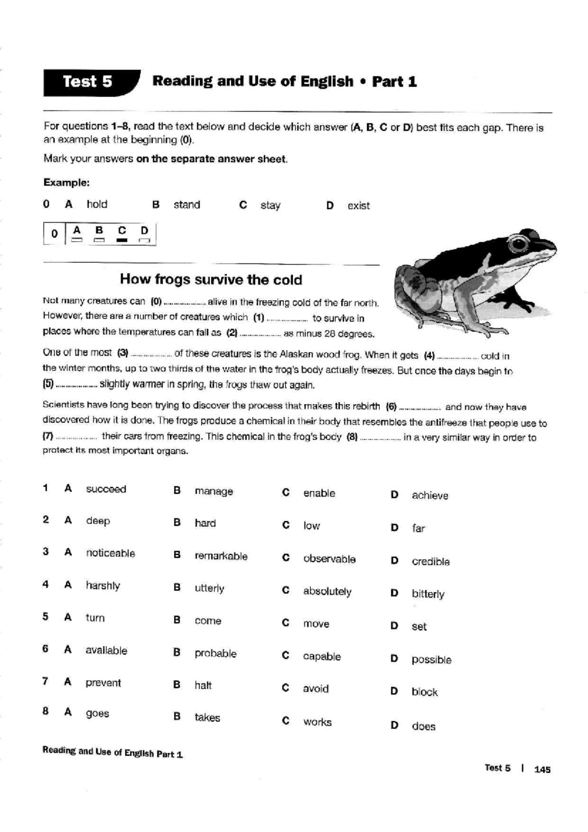 Test 5 - Reading and Use of English Notes for Study - Studocu