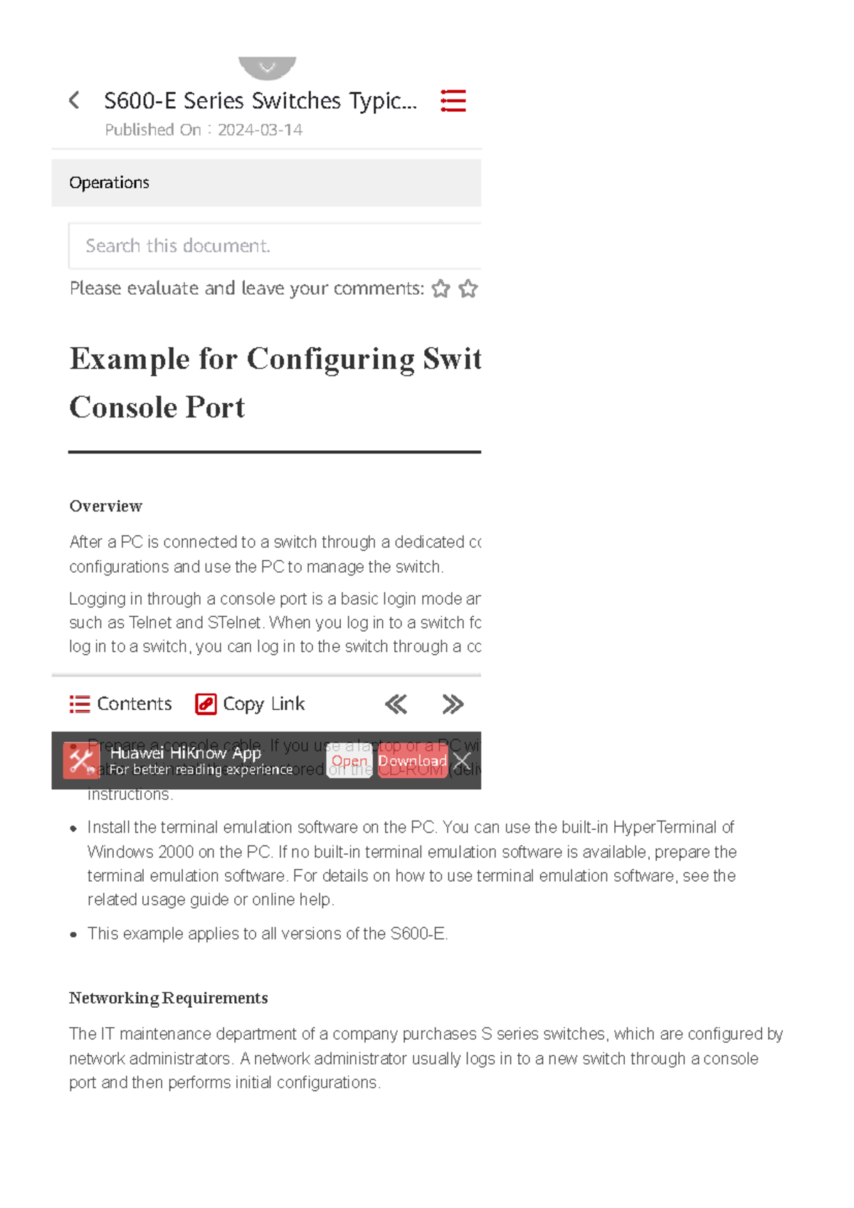 Example Config for Switch Login via Console Port - S600-E Series - Studocu
