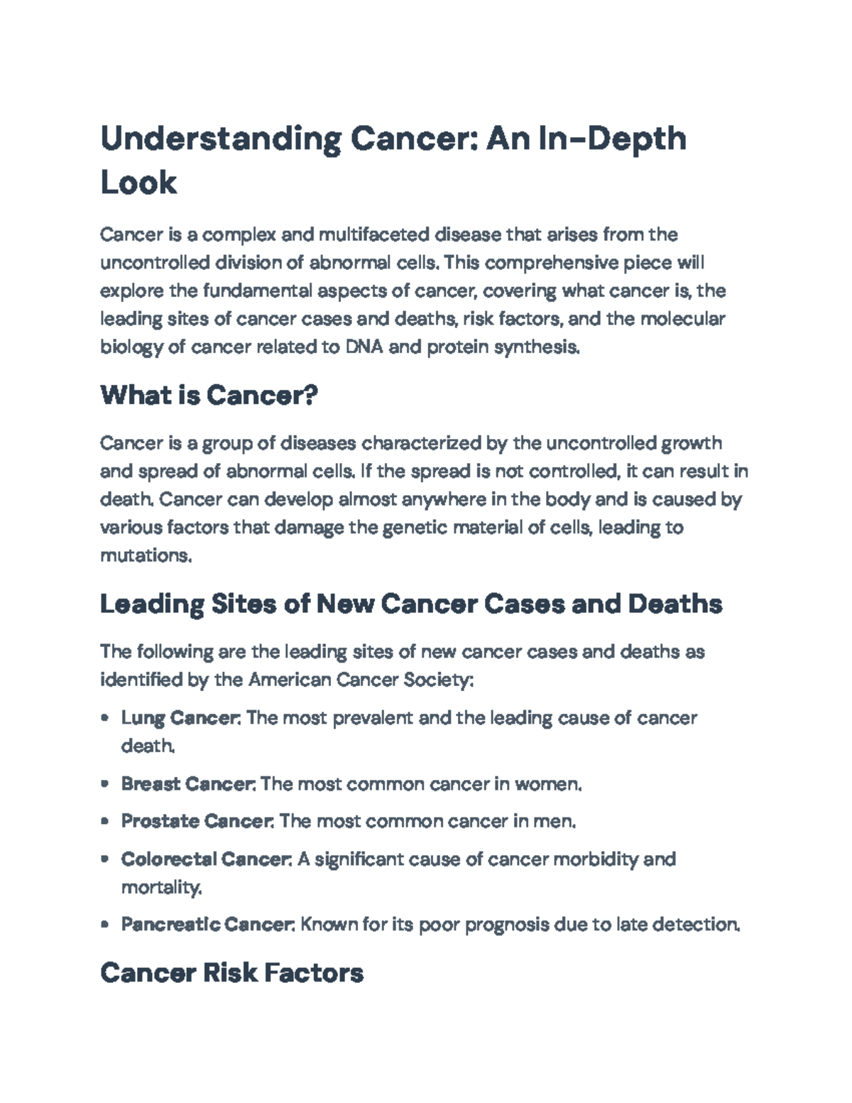 Understanding Cancer: An In-Depth Analysis of Causes and Mechanisms ...