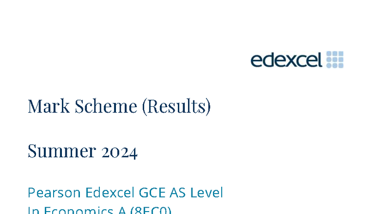 Mark Scheme (Results) Summer 2024 Pearson Edexcel GCE AS Level ...