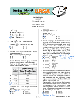 UASA Math Form 3 - SM Pin Hwa - Studocu