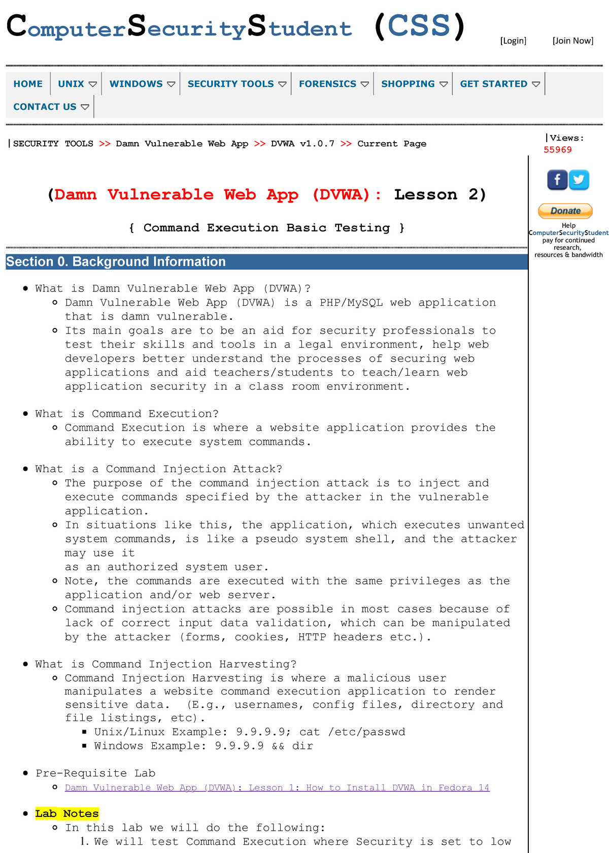 DVWA Lab 2a: Command Execution Testing for Security Professionals - Studocu