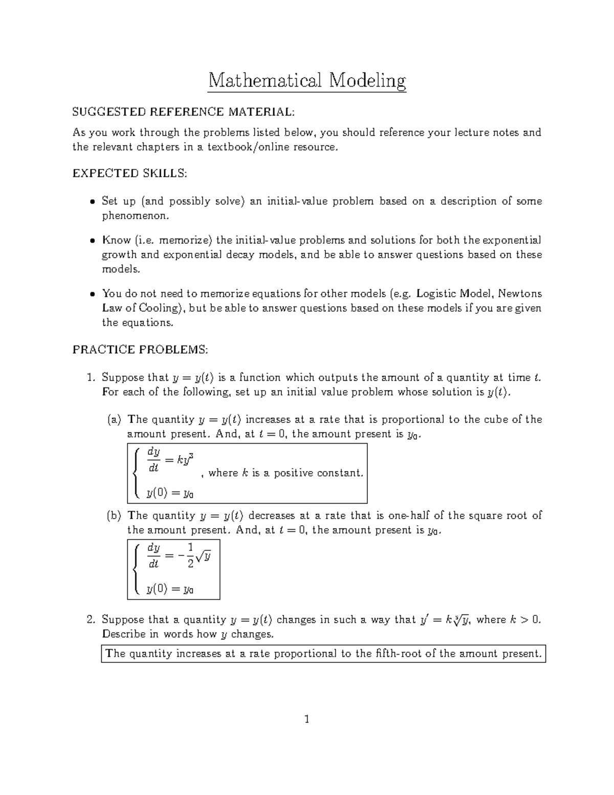 Mathematical Modeling Homework 2 Solutions (HW2) - Studocu