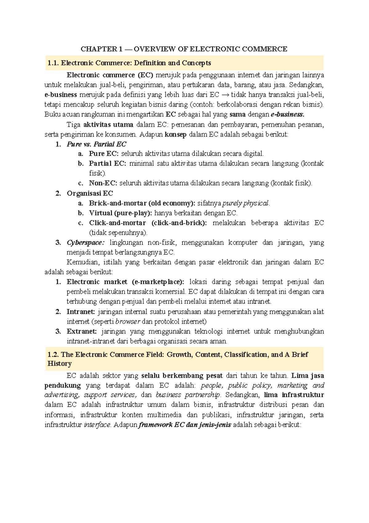 Chapter 1: Overview of Electronic Commerce (EC) and Its Growth - Studocu