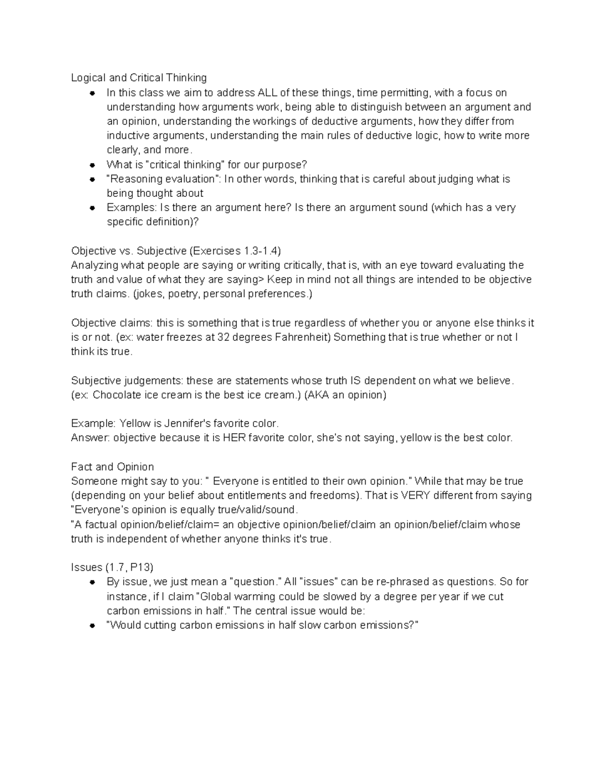 Philosophy Notes on Logical and Critical Thinking (PHIL 101) - Studocu