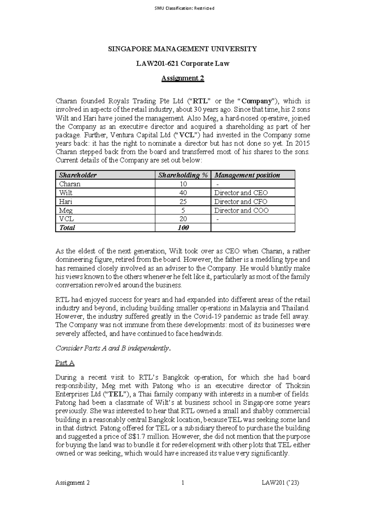 LAW201 Assignment 2: Corporate Law Analysis of RTL's Legal Issues - Studocu