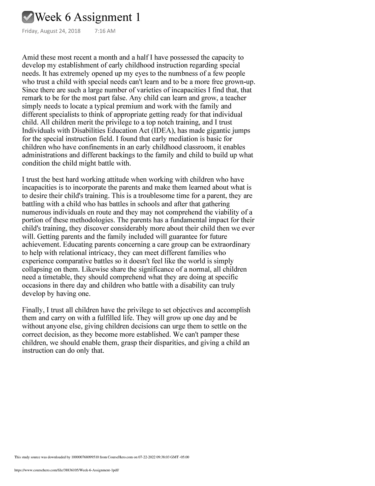 EDUC 4004Week 6 Assignment 1 - Amid these most recent a month and a ...