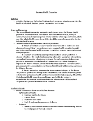 Health Promotion - Study Notes & Assignments - Studocu