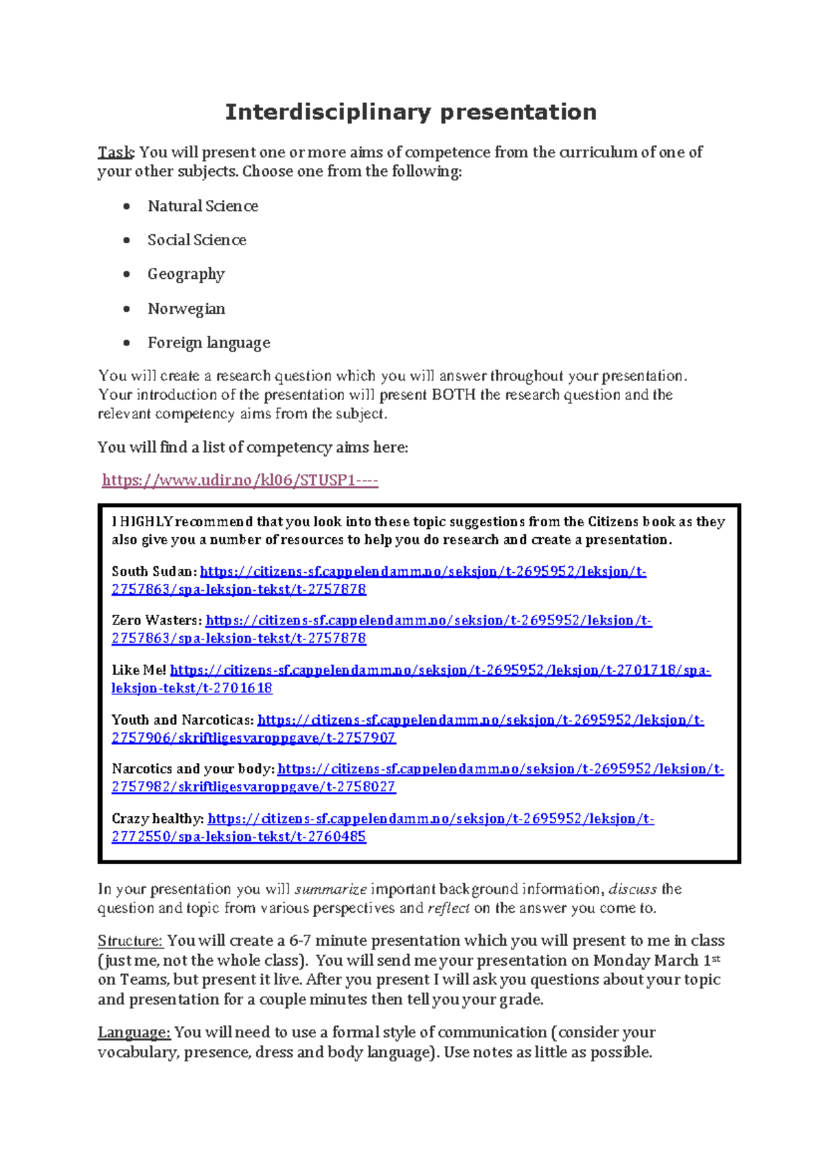 Interdisciplinary Presentation Guidelines for 2025 - Studocu