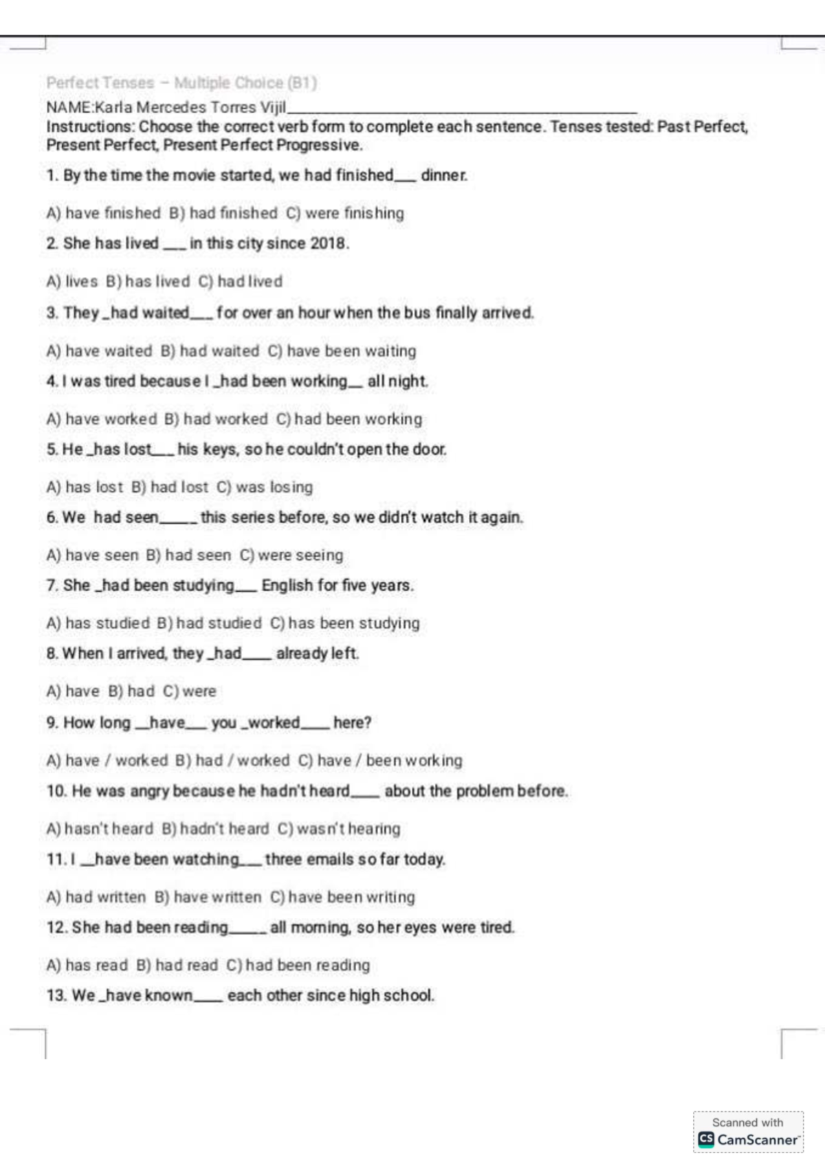 Verb Tenses Practice: Past Perfect, Present Perfect, & Present Perfect ...