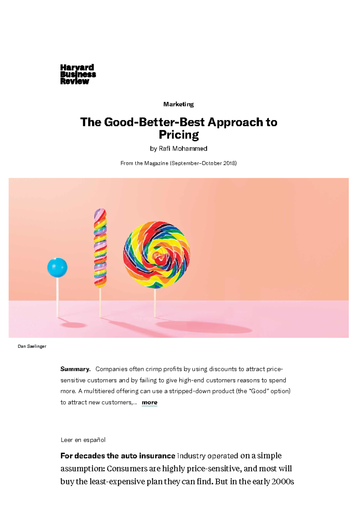 The Good-Better-Best Approach to Pricing - Summary. Marketing The Good ...