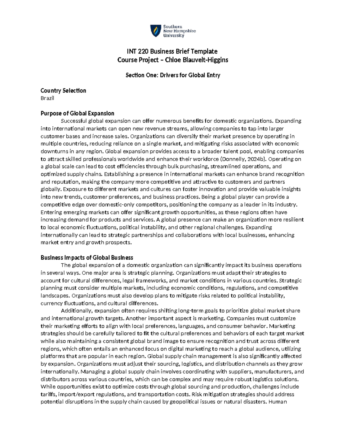 INT 220 Business Brief Template - INT 220 Business Brief Template ...