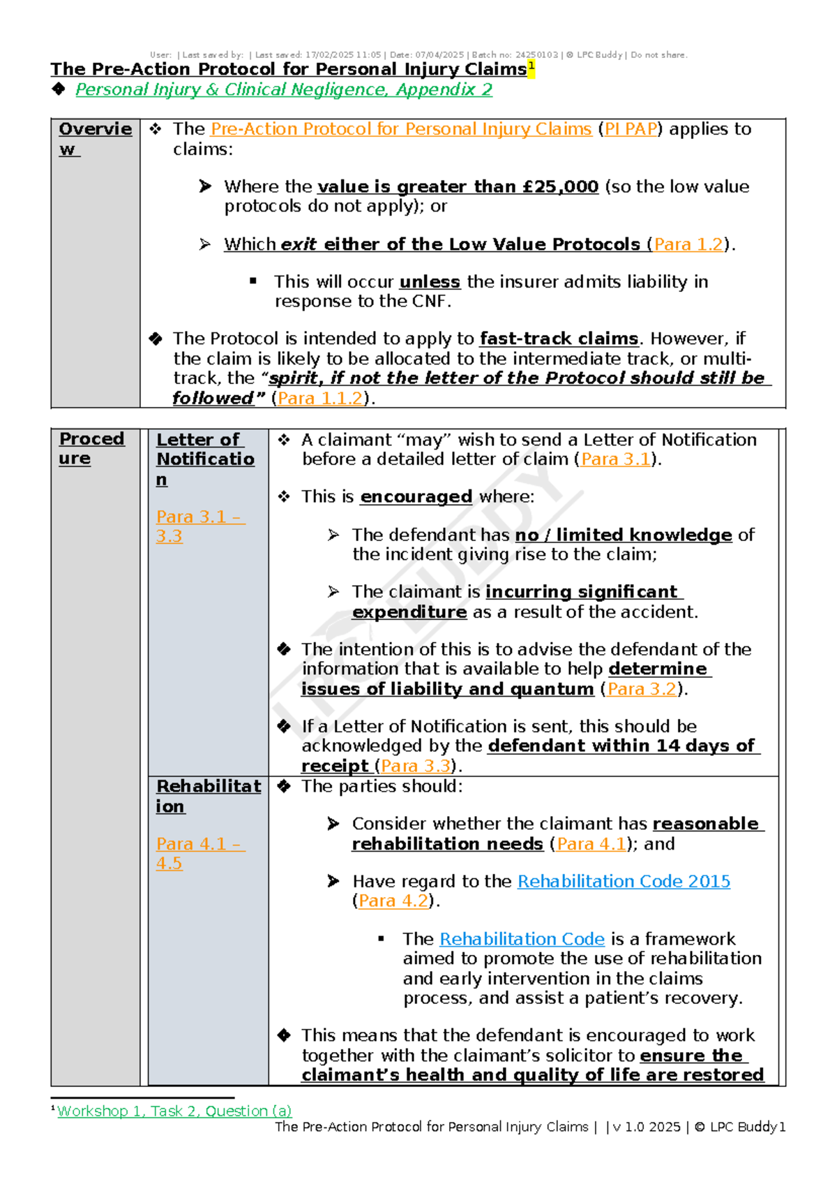 8. The Pre-Action Protocol for Personal Injury Claims - This will occur ...