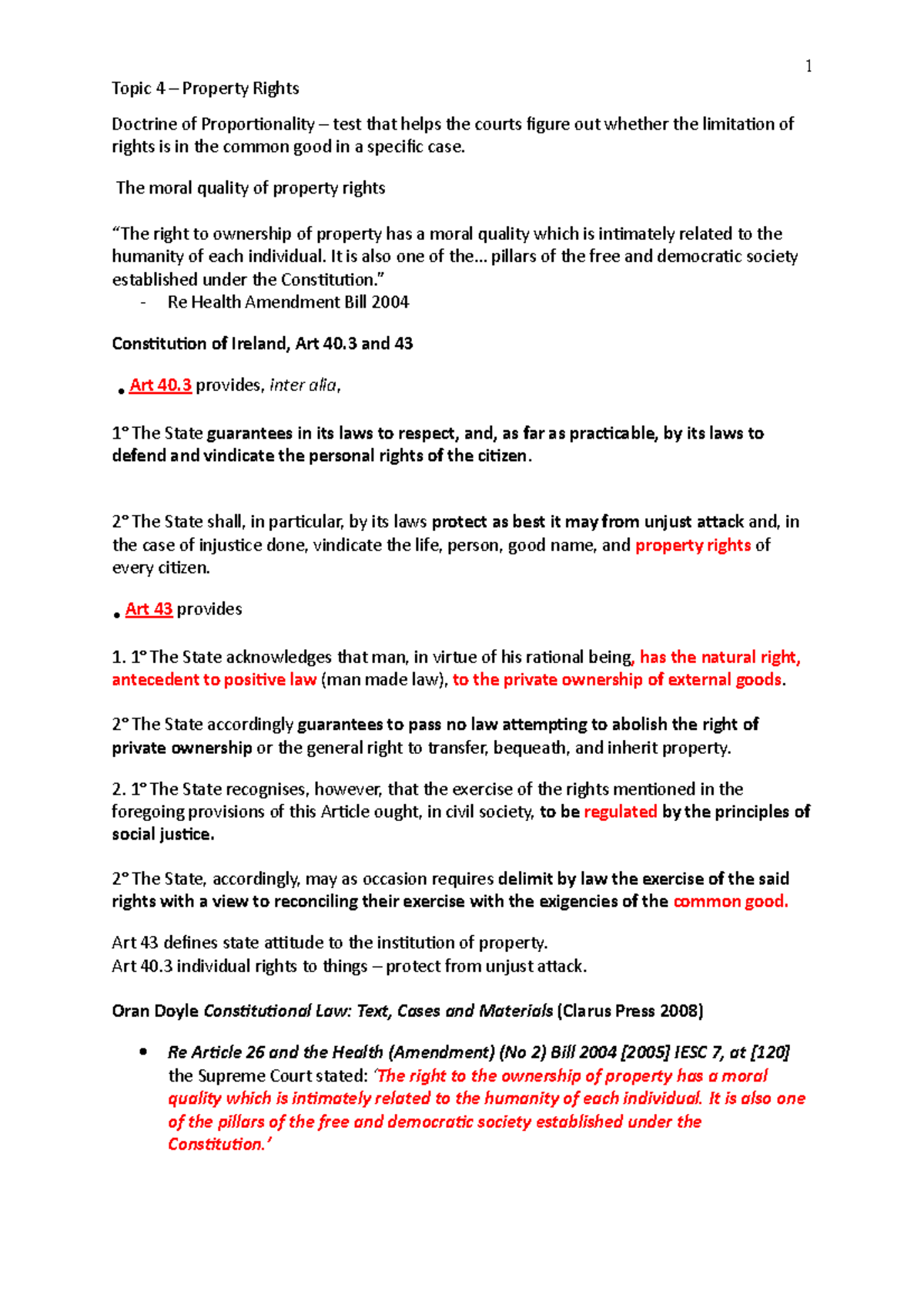 Topic 4 - Constitutional Property Rights in Ireland: Key Concepts and ...